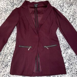 Purple plum blazer with zipper details